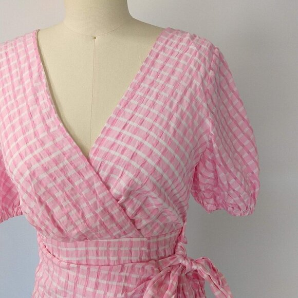 Princess Polly Zoe Jane Mini Dress Size 2 NWT Pink White Gingham Puff Sleeve - Picture 4 of 12